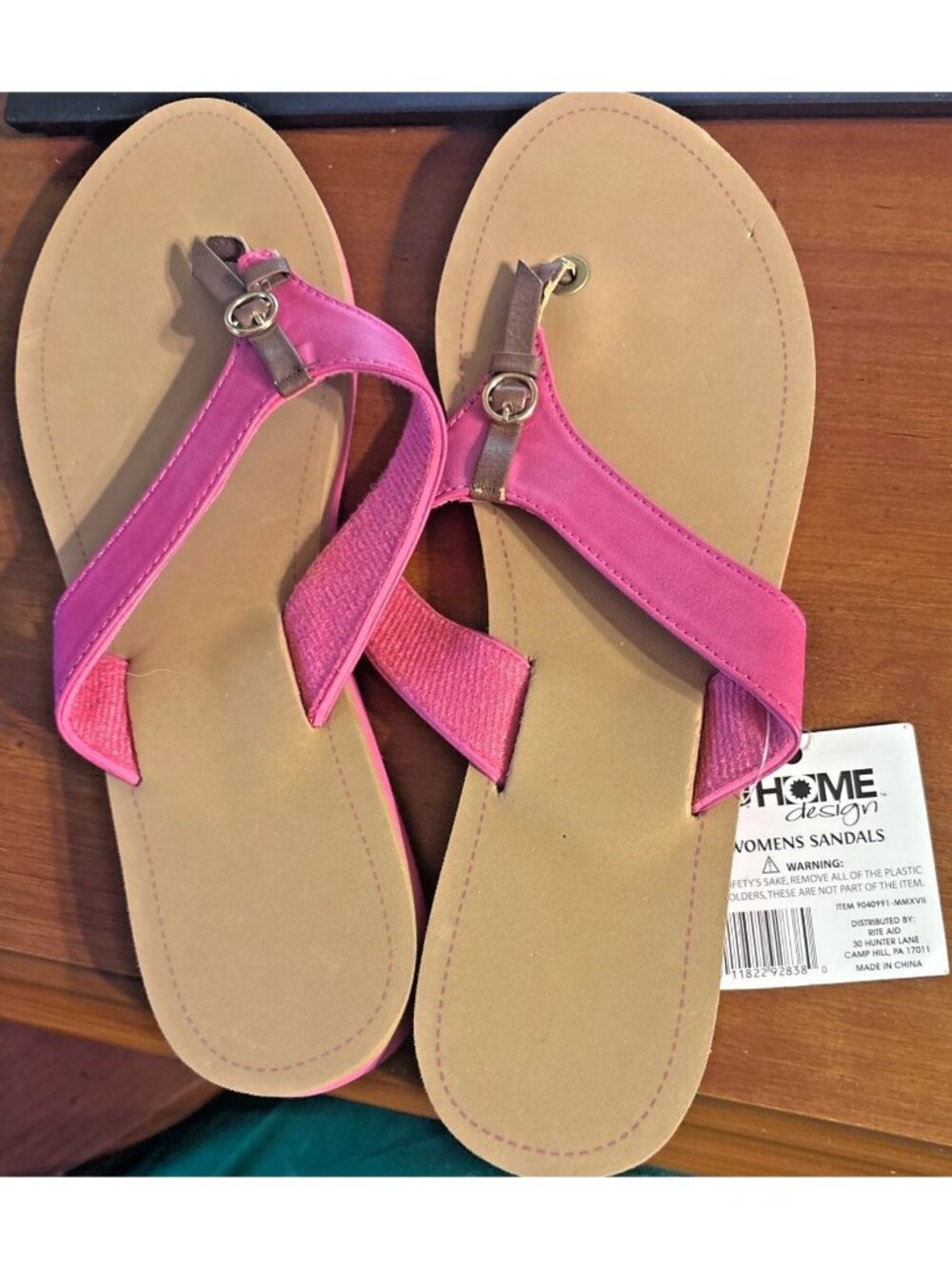 Womens Pink Sandals With Brown Accents Size Large 9/10 Casual Comfortable Style - Picture 3 of 8